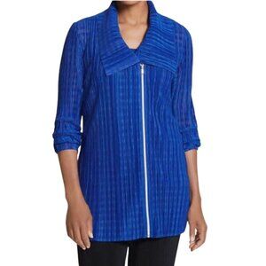 Chico's NWT Travelers Pleated Zip Up Jacket in Catalina Blue Sz 0 (Small)